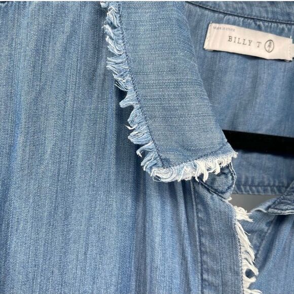 Billy T Blue Lyocell Chambray Hi-Low Button Front Boho Denim Dress Medium - Picture 6 of 15